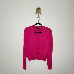 Theory V-neck Cardigan in Carnation Pink XS